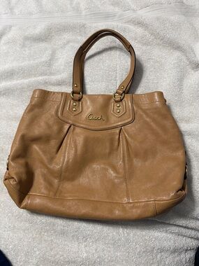Coach Cognac Leather Tote with Gold Hardware